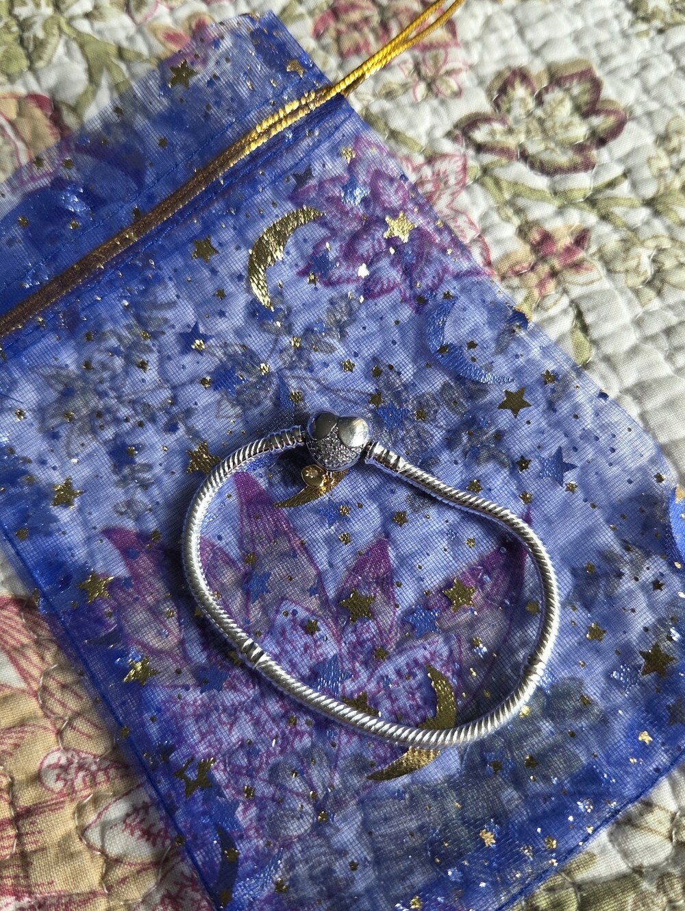 Silver Tone Heart Charm Snake Chain Bracelet - Silver
